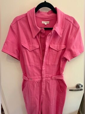 Good American Hot Pink Short-Sleeve Utility Jumpsuit